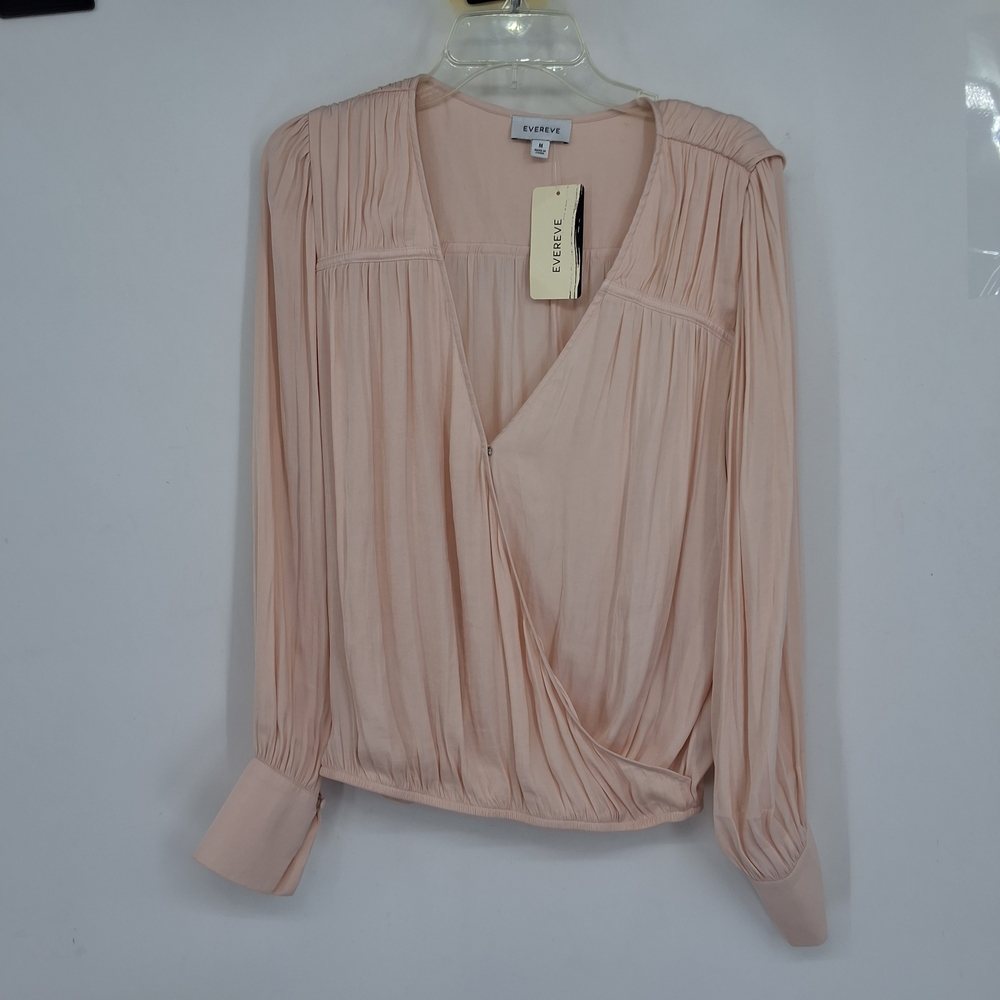 Evereve Blush Wrap-Front Long Sleeve Blouse